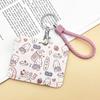 Horizontal Cute Cartoon Push Pull Card Covers Bus Card Sleeve Game Cards Case Credit Card Holder Lanyard Work Permit Holder