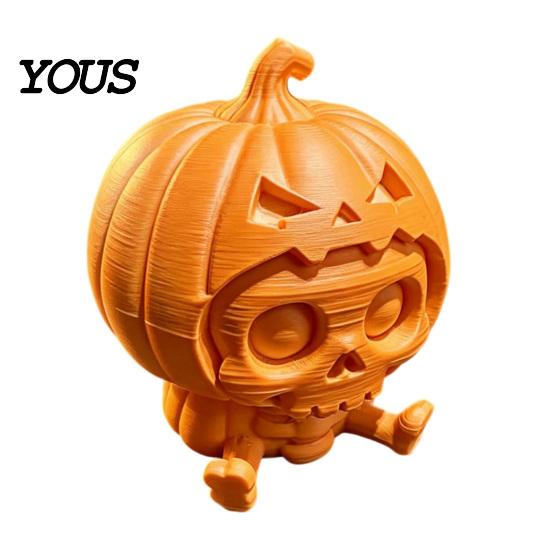 Cute Skull Doll Pumpkin Ornament, Hollow Ghost Face Design, 3D Printed Niche Halloween Tabletop Decor Detailed Layered Figurine, for