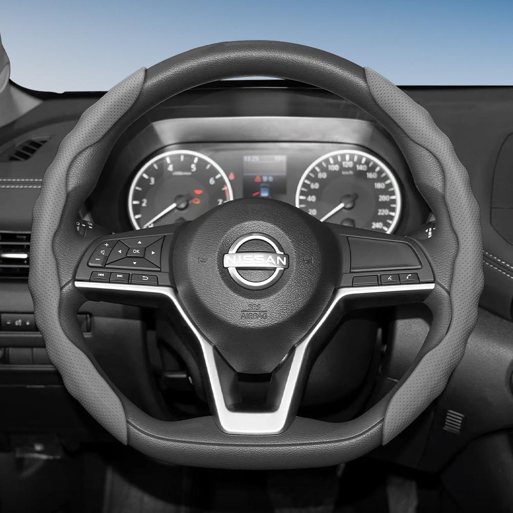 Suitable for Nissan Steering Wheel Cover with Wavy Sports Design, Breathable Leather, Segmented Anti-Slip, Sweat-Absorbing Protective Cover