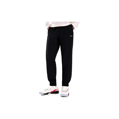Li Ning Jednoduché Športové Nohavice s Potlačou Loga a Rebrovanými Manžetami Pánske spodné oblečenie Čierne AYKR891-1