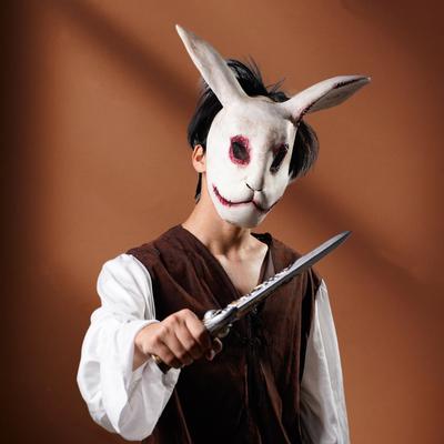 1pc Scary Bunny Mask Halloween Costume Latex Mask Holiday Party Dress Up
