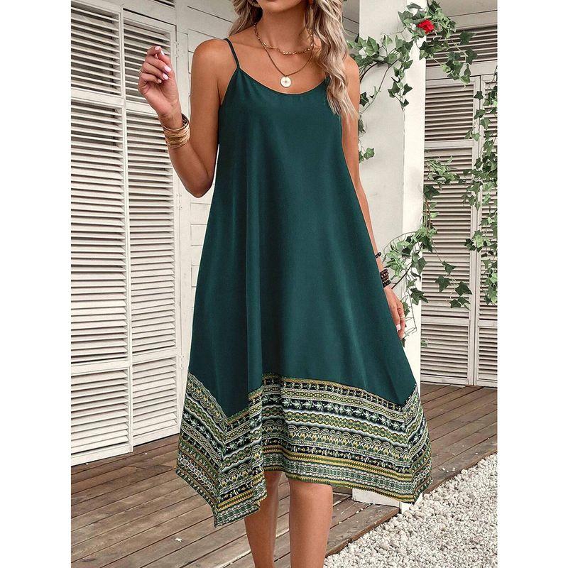 

Модный Стиль Элегантное Летнее Новинка Мода Без рукавов На тонких бретельках С цветочным принтом Длинное Приталенное Платье с завышенной талией Длинное Платье для Женщин Green S