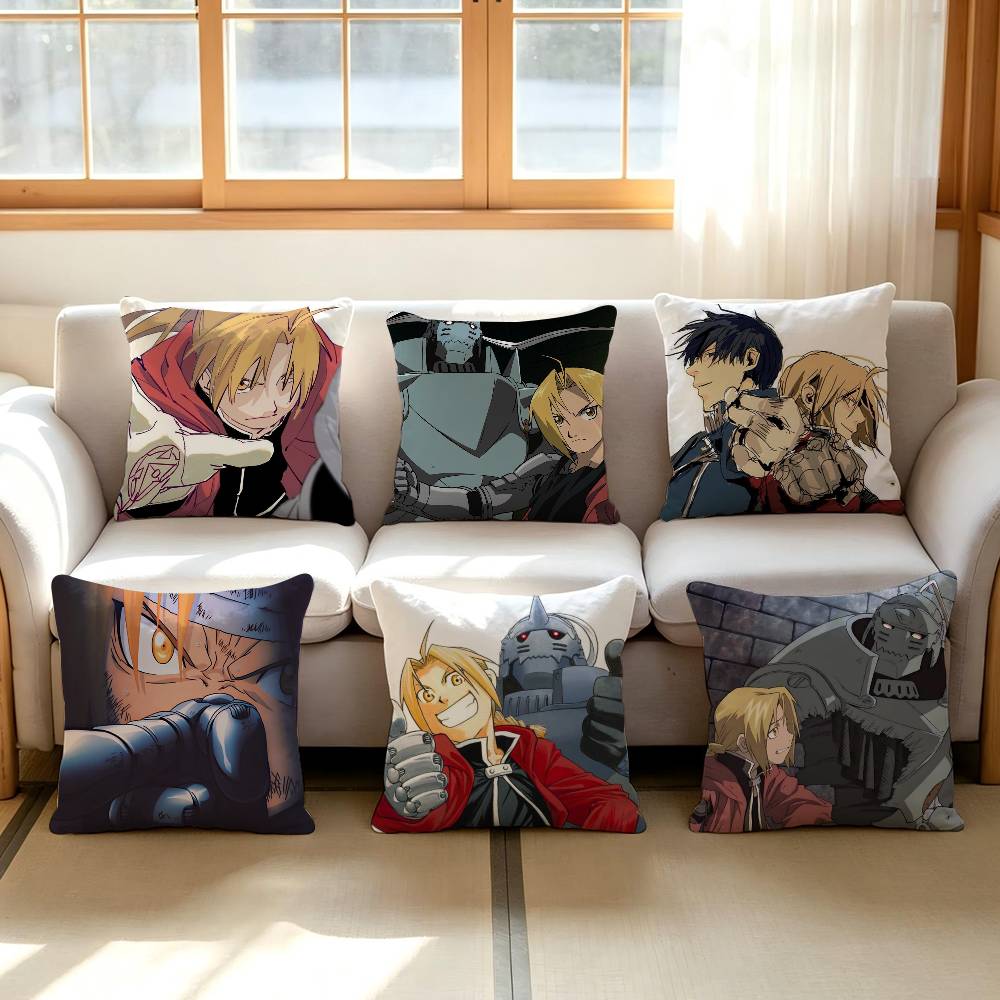 Fullmetal Alchemist Anime Pillow Case Plush Fabric Soft Double Sided Print Sofa Cushion Cover Throw Pillow Covers