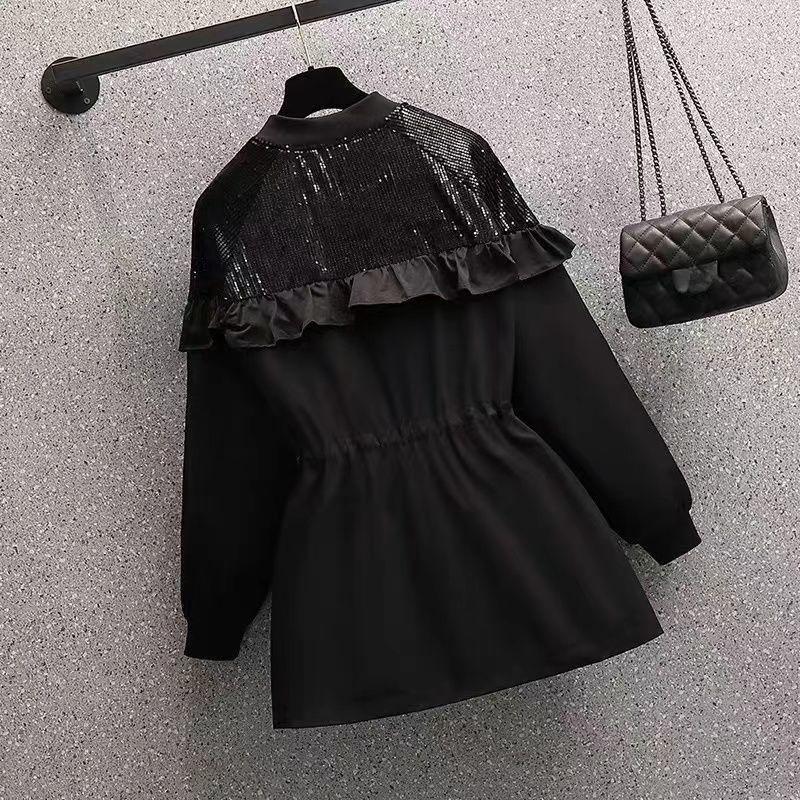 2025 Spring Trendy Waist-Hugging Sequin Jacket - Korean Fashion Inspired Hong Kong Style