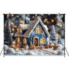 Christmas Home Photography Background Blue House Children Baby Tree Birthday Backdrop Shooting Props Decoration Studio