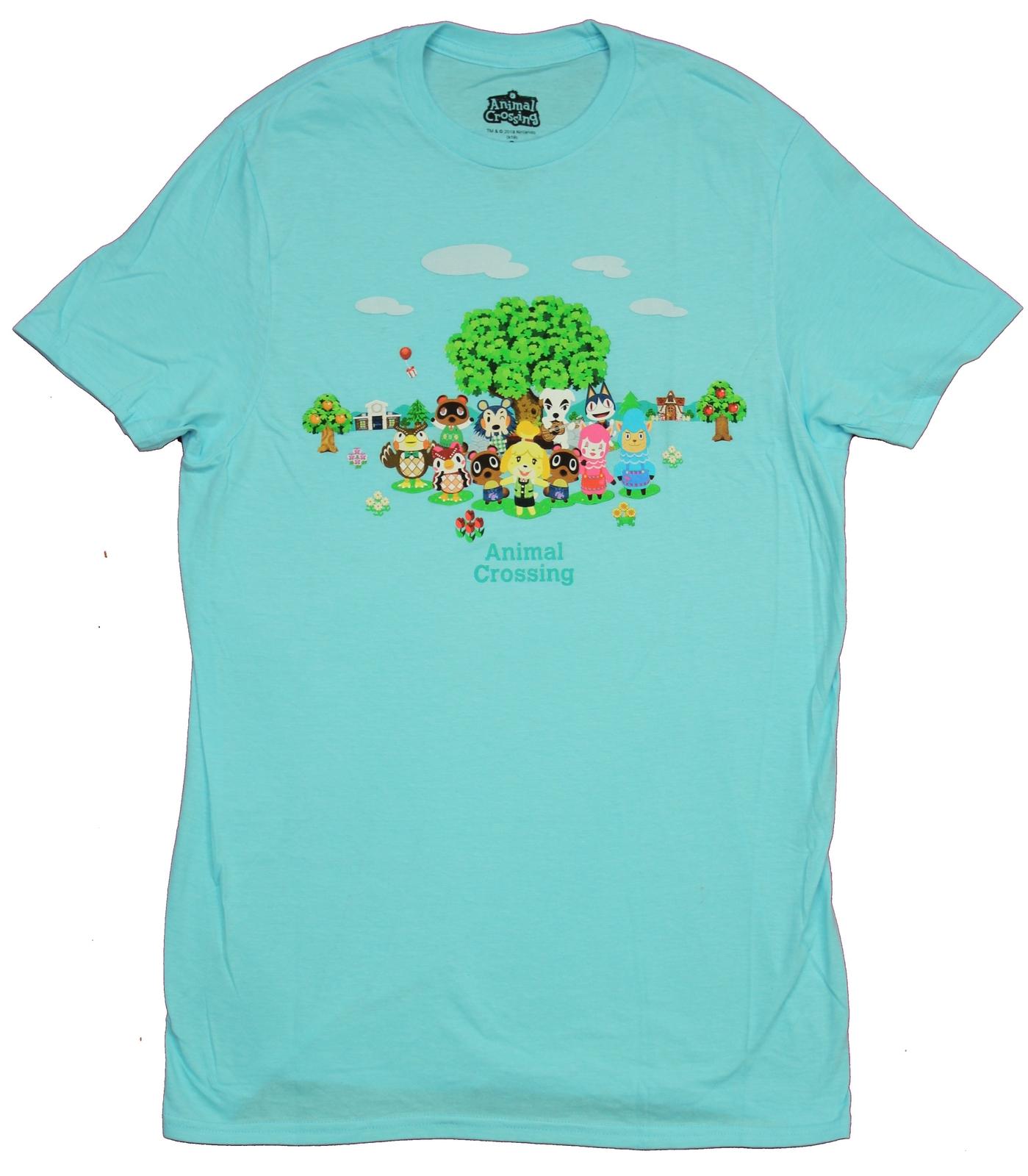 Animal Crossing Adult New T-Shirt - Character Group Under Tree XXXL