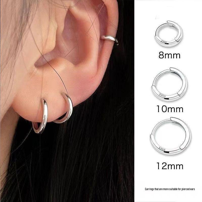 Women's High-End Plain Hoop Earrings: Light Luxury Ear Drops & Studs, Niche Design for Autumn/Winter.