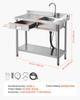 VEVOR Stainless Steel Utility Sink, Free Standing Single Bowl Commercial Kitchen Sink with Drawer, Faucet and Hot & Cold Water Pipe