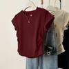 Women Summer Short Sleeved Fashion Versatile Base Shirt Slim Fit Round Neck T Shirt Casual Sexy Breathable Cool
