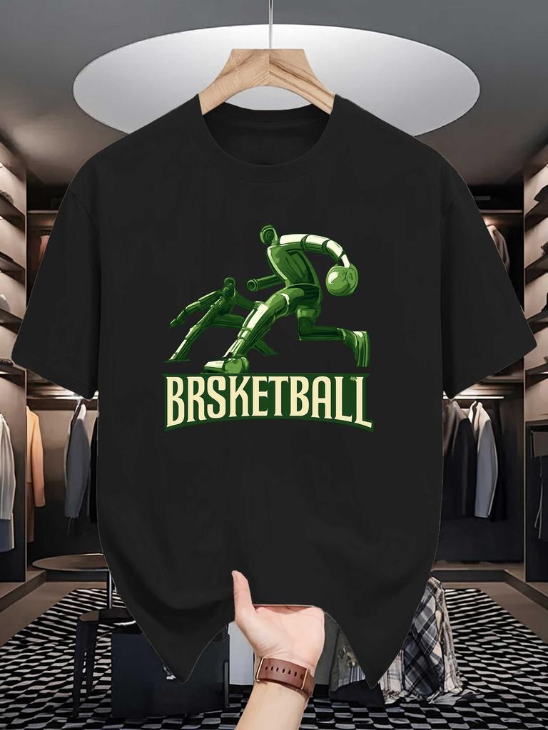Unisex Crew Neck Tee Basketball Sport Figure Graphic Print Soft Cotton Loose Breathable Short Sleeve Summer Casual Street Tops