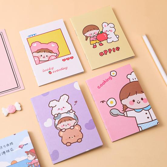 Lot de 4 Mini Carnets Mignons Dessins Animés 64K pour Enfants Étudiants Papier Lisse Portable Stylo Lisse Journal Prix Scolaires Et Cadeaux de Fête