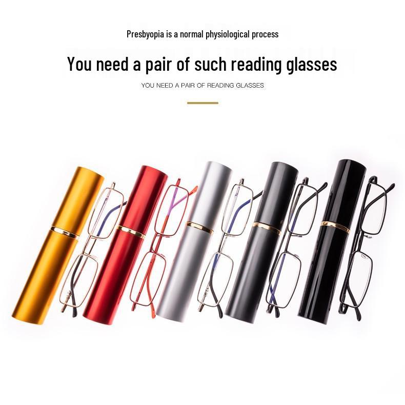 Compact Ultra-Light Fashion Reading Glasses with Pen Holder for Men & Women