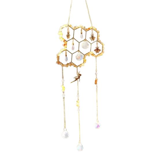 Honeycomb Crystals Suncatcher Sun Catcher Prisms Sparkling Window Hanging Pendants with Crystal Wind 3
