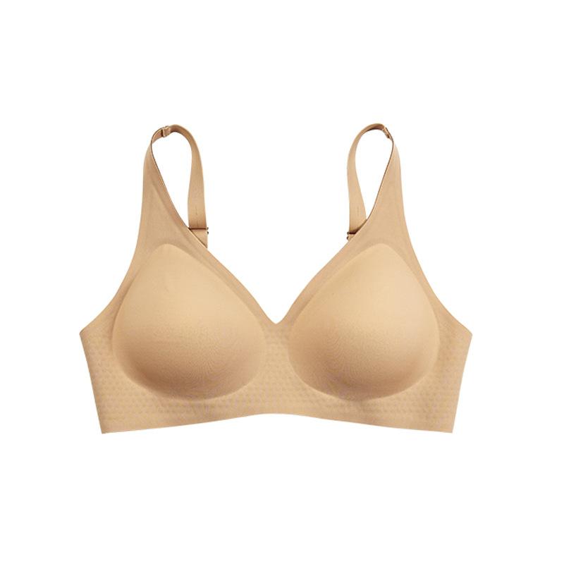 

Traceless underwear women s thin large size jelly glue beautiful back comfortable and breathable big chest small anti-sagging bra S