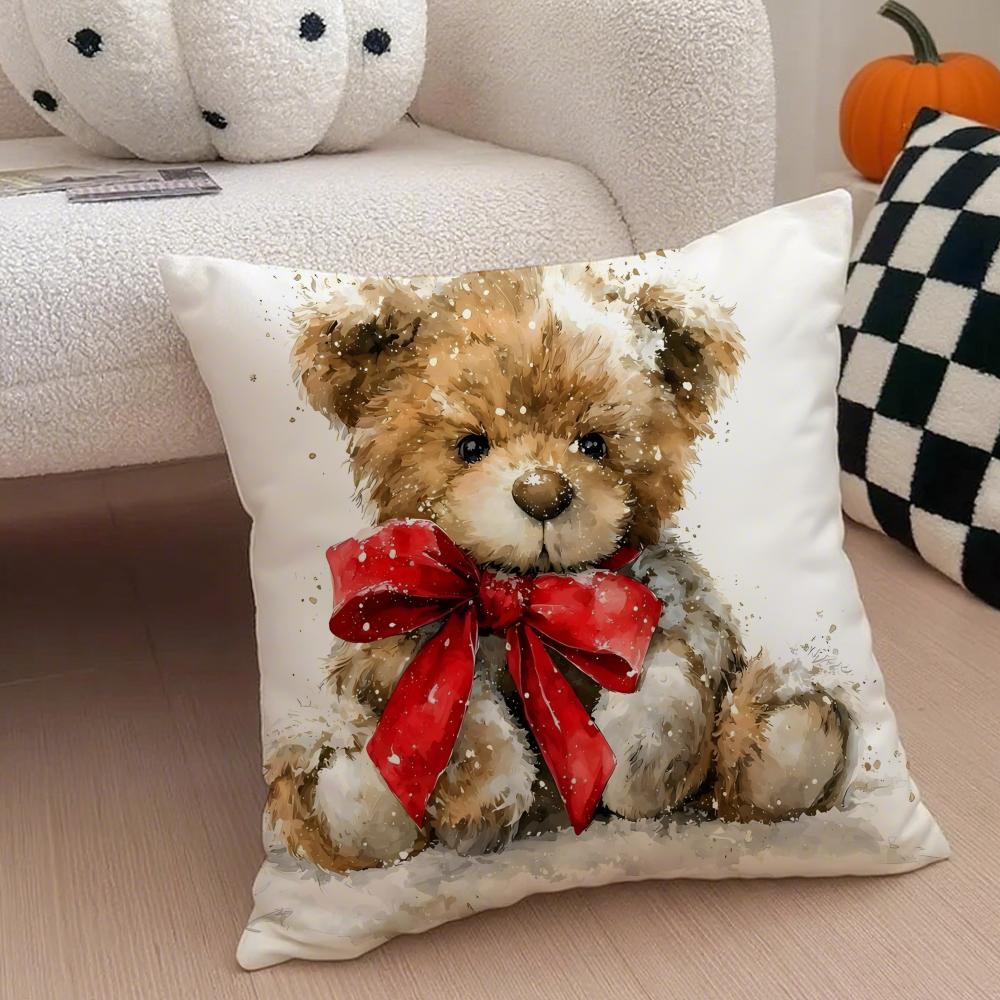 CChristmas snowman bear Cushion Cover Throw Pillow Cover Hidden Button Durable Polyester Chair Cushion
