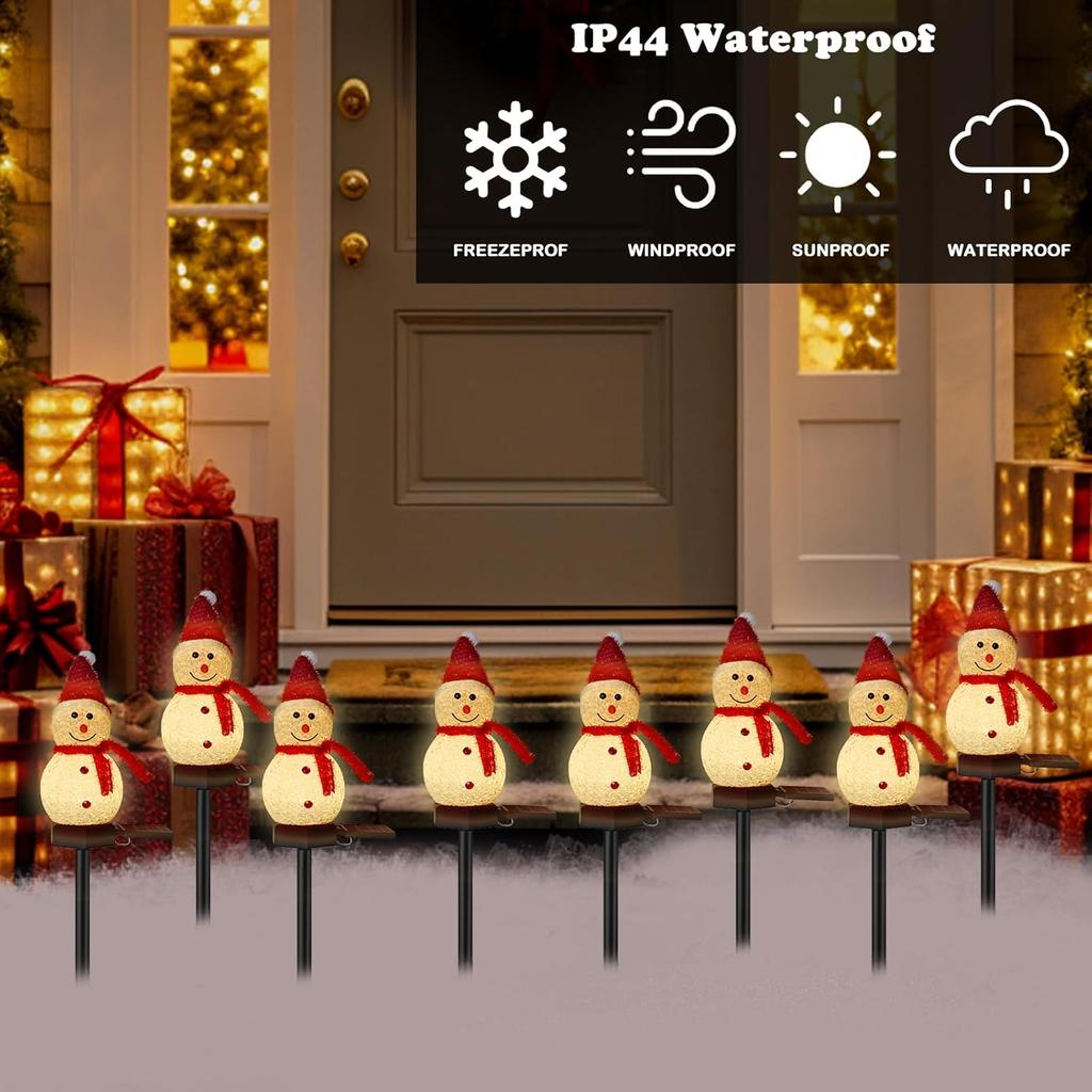 Solar Powered Christmas Snowman Lawn Stake Light Outdoor Garden Decor Ground for Yard Patio Holiday Atmosphere Lighting
