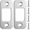 2 Pcs Deadbolt Strike Plate, 1" X 2-1/4" Brushed Round Corner Door Backplate Door Latch Strike Plate with Screws