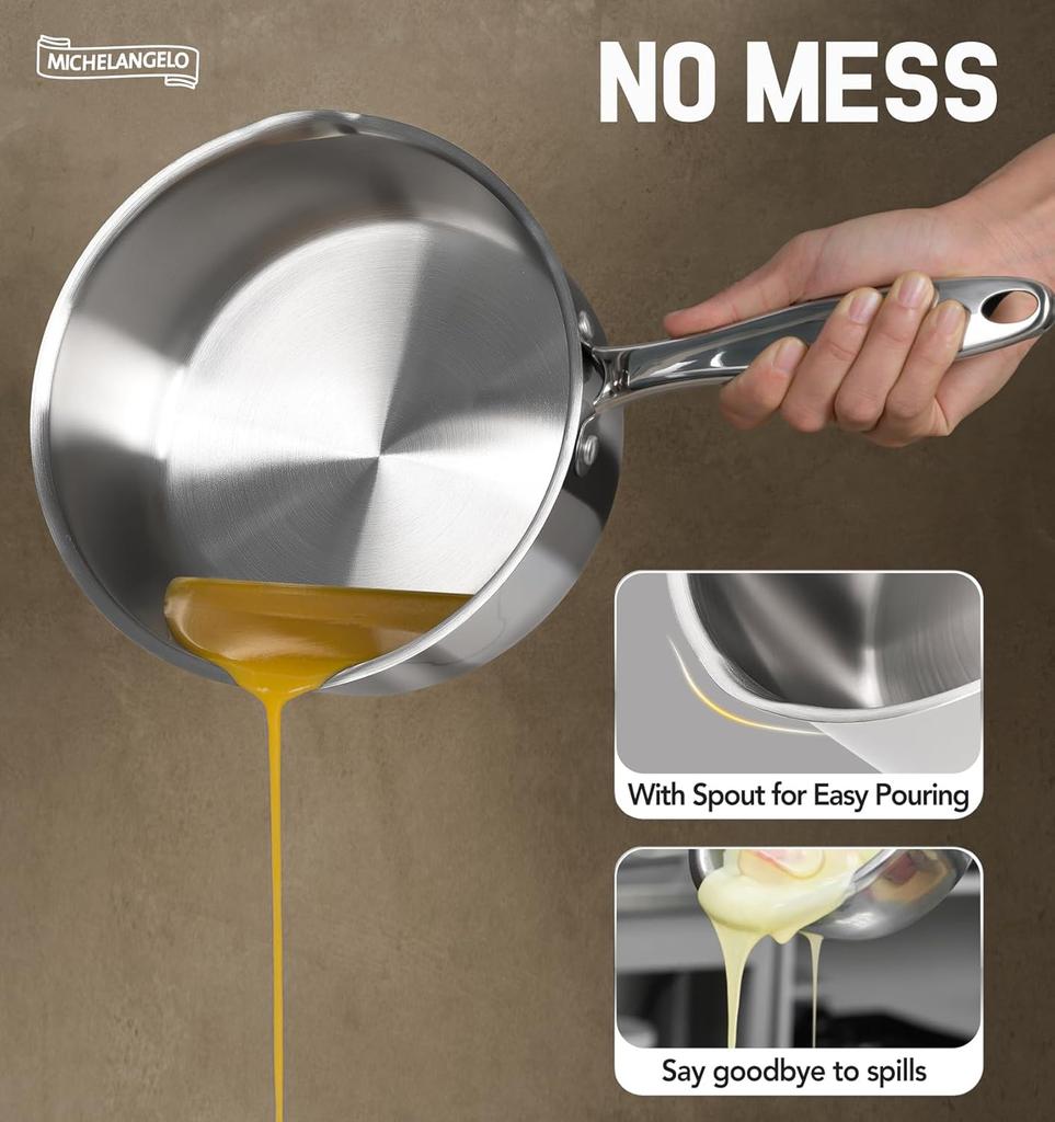 MICHELANGELO 3QT Stainless Steel Steaming and Cooking Dualpurpose Soup Pot Set Suitable for All Stoves Such As Induction Cookers