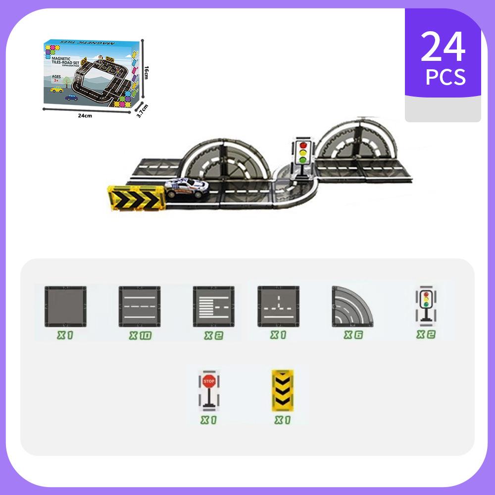 Magnetic Building Blocks: City Transportation Crane Set with Stained Glass Sheets