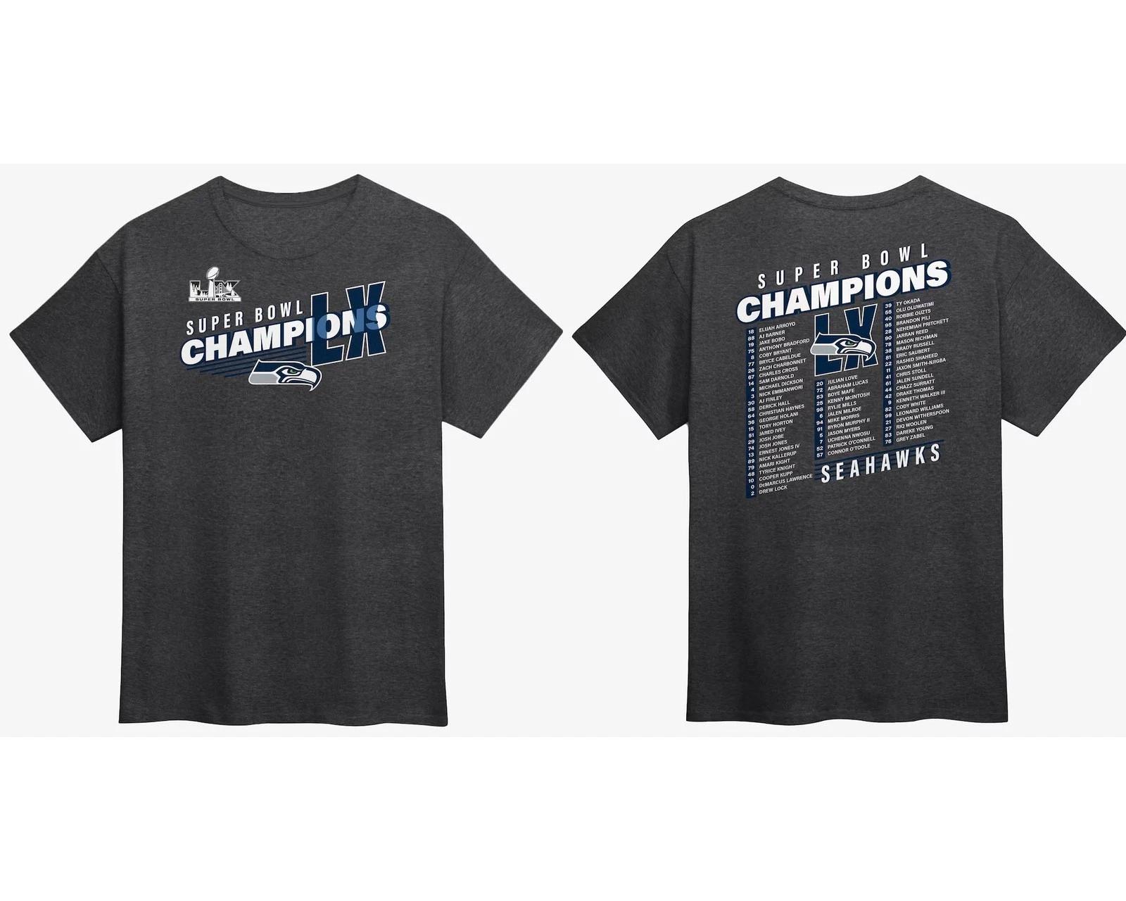 Seattle Seahawk Super 1Bowl LX Champions Best Teammates Roster T-Shirt S-5XL XL