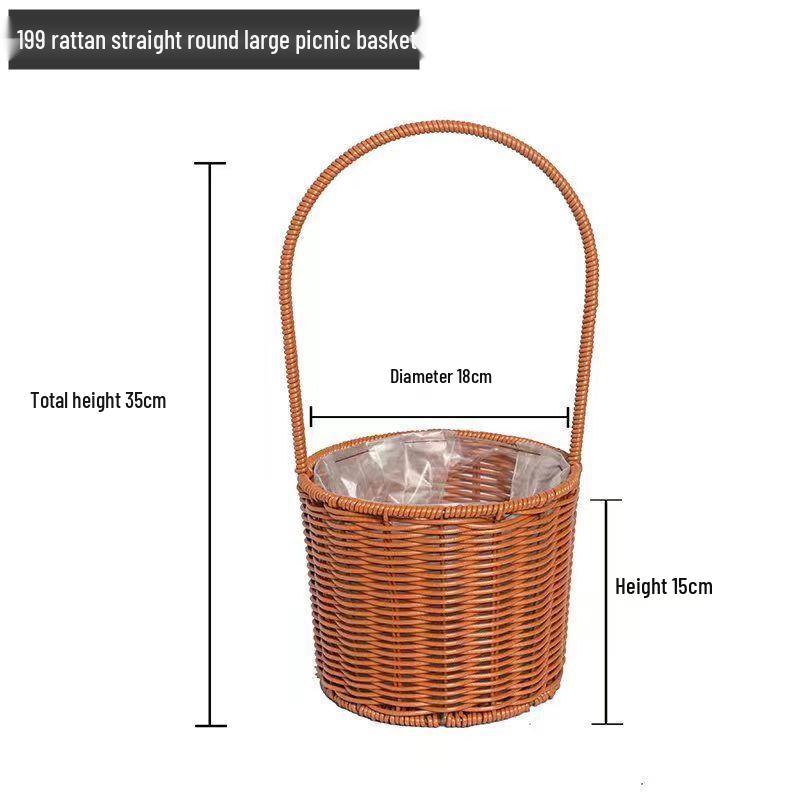 Pastoral Hand-Woven Rattan Willow Flower Basket Souvenir