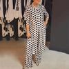 2 Pcs/Set Dress Pants Set Dot Print Round Neck Long Sleeves Split Hem