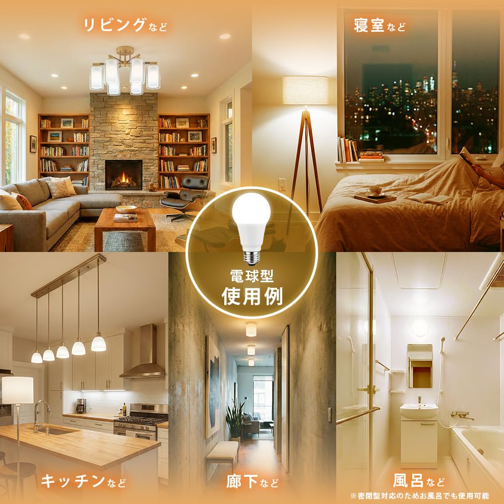 TOSHIBA LED Light Bulb, E17 Base, A-type, 40W Equivalent, Wide Beam Angle, Warm White, 2-prong Socket, Suitable for Enclosed Fixtures,