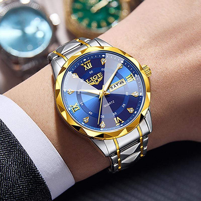 Fashion Simple Quartz Man Watch Luxury Business Steel Band Casual Sports Waterproof Date Weeks Watches