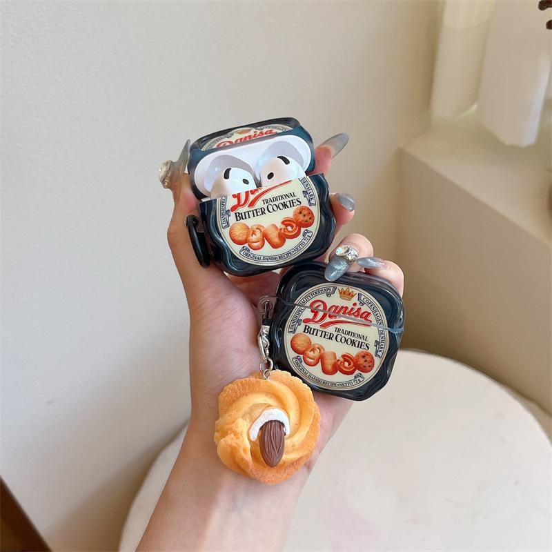 The cookie case is compatible with AirPods 4, Apple Bluetooth wireless earphone cases 2nd/3rd Gen Pro2 protective case and hanging accessories