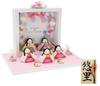 Osaka Choseido Hina Compact Mini Name Wooden Tag Bonus Included Crepe Hina 5 Potty Hina Dolls Frame Flower Decoration Doll, Hina, Engraved, (Sent