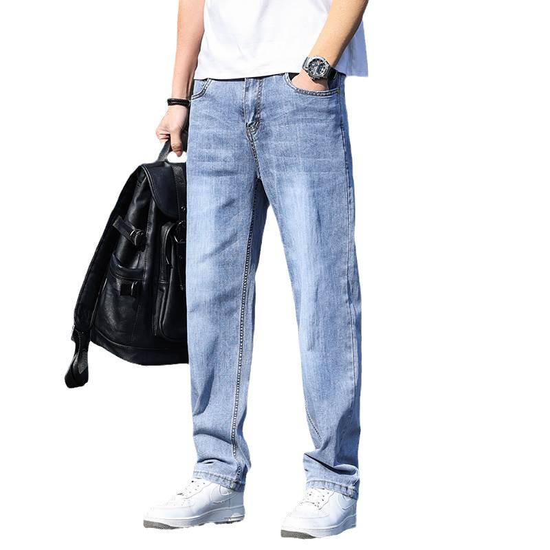 Men's Elastic Straight-Leg Jeans: Plus Velvet, Business Casual, Versatile for Autumn/Winter