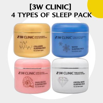 3W Clinic Spací maska 100ml Voda, Kolagen, Hlemýžď a Bílá 4 druhy spací masky