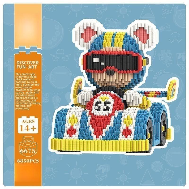 Cute Go-Kart Bear Building Blocks,Assembly Toys,Ornaments,Home Decor,Creative Building Blocks,Puzzle Toys For Gifts