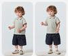 [Bamboo Cotton T] Mini Balabala Boys' Short Sleeved Shirt with Soft and Breathable Open Collar, Animal Open Collar Top for Summer