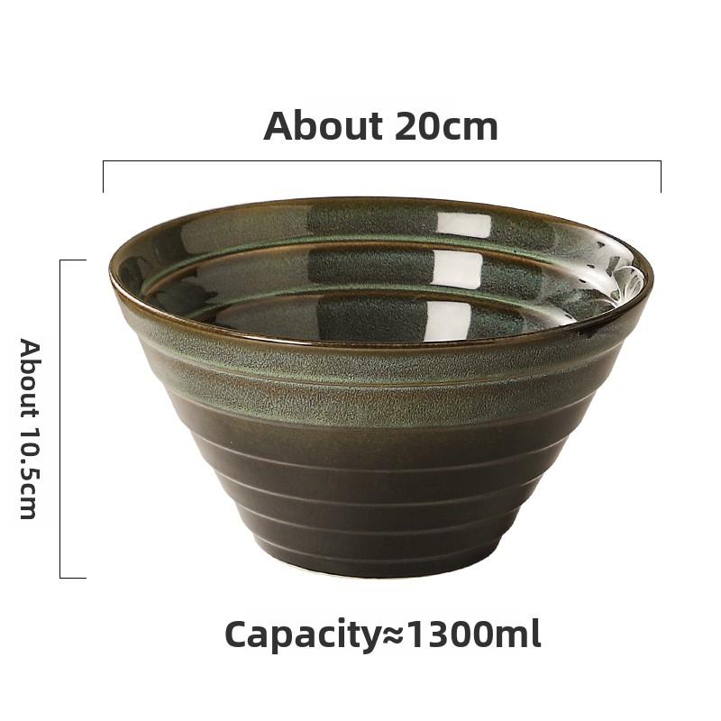 Ceramic retro large household soup bowl, Japanese restaurant commercial bamboo hat bowl, heat-resistant ramen