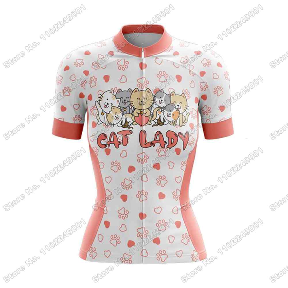 2025 Funny Cat Lady Cycling Jersey Set Women Cute Cycling Clothing Summer Road Bike Shirts Suit Bicycle Pants MTB Maillot