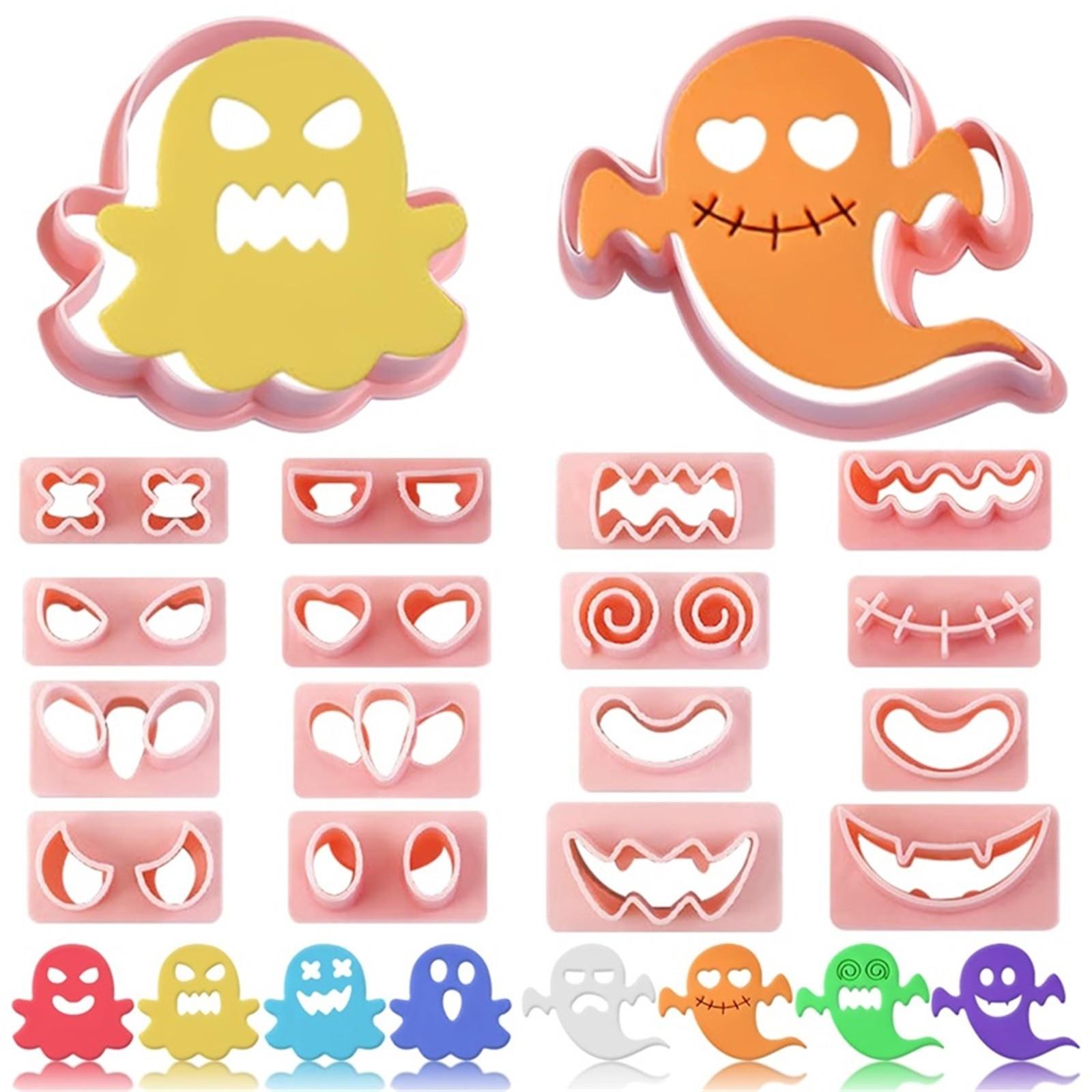 1Set Halloween Cookie Cutter Cartoon Ghost Cutting Biscuit Mold Fondant Embosser Stamps Cookie Cutting Mould Kitchen Baking Tool розовый