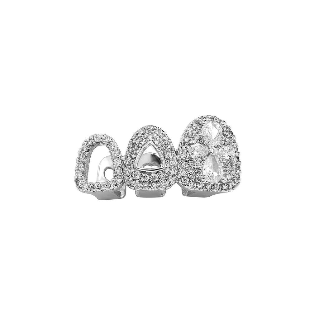 Trendy Gold Hollow Three-Piece Grillz for Street Style Hip Hop
