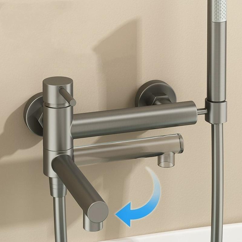 Bathroom Bathtub Shower Faucet with Swivel Tub Spout and Handhold Shower Brass Wall Mounted Hot Cold Water Mixer Bath Tap