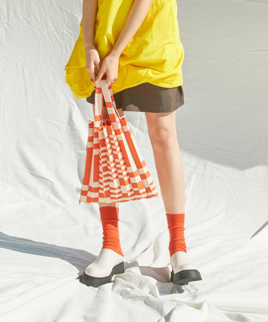 Pleatsmama Tote Bag Grid Orange