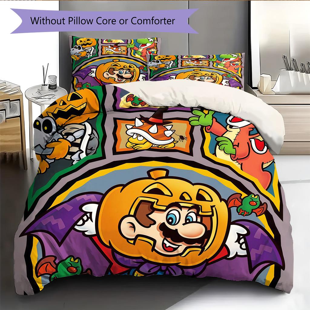 Super Mario Pattern Bedding Quilt Set Home Decoration Gift (1 * duvet cover + 2 * pillowcase without core)