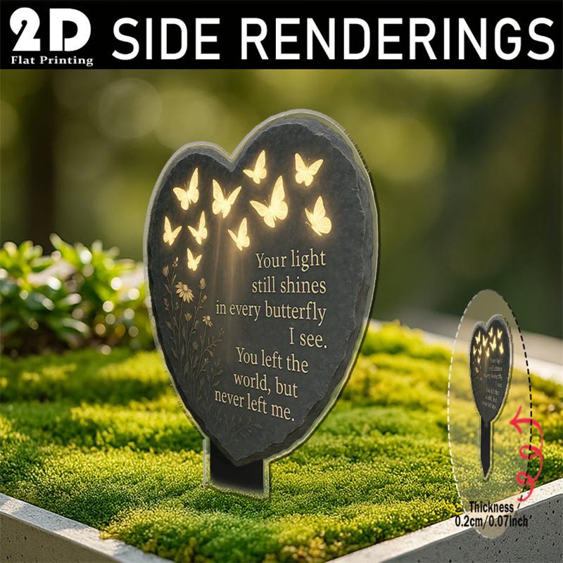 2D Waterproof Acrylic Remembrance Plaques Grave Marker Sympathy Garden Stake for Outdoor Cemetery Decor Yard