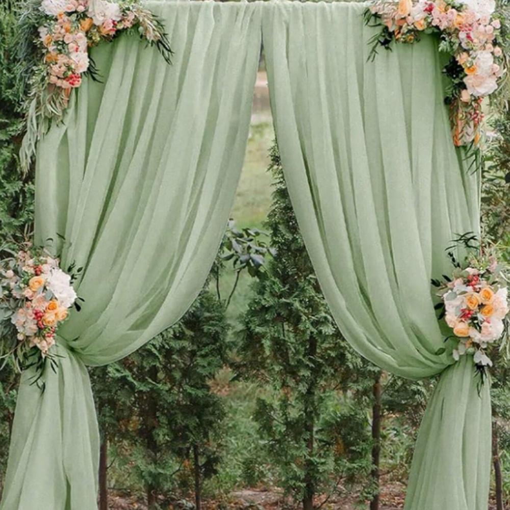 Runtowo Wedding Arch Chiffon Sheer Drapes ,Wedding Arch Backdrop, Wedding Ceremony Party Background Decor Babay Shower