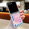 Fashion Striped Duck Heart Case For Samsung Galaxy Z Flip 8 7 FE 6 5 4 Z Flip8 Flip7 Flip6 Flip5 Hinged Clear PC Slim Hard Folding Phone Cover