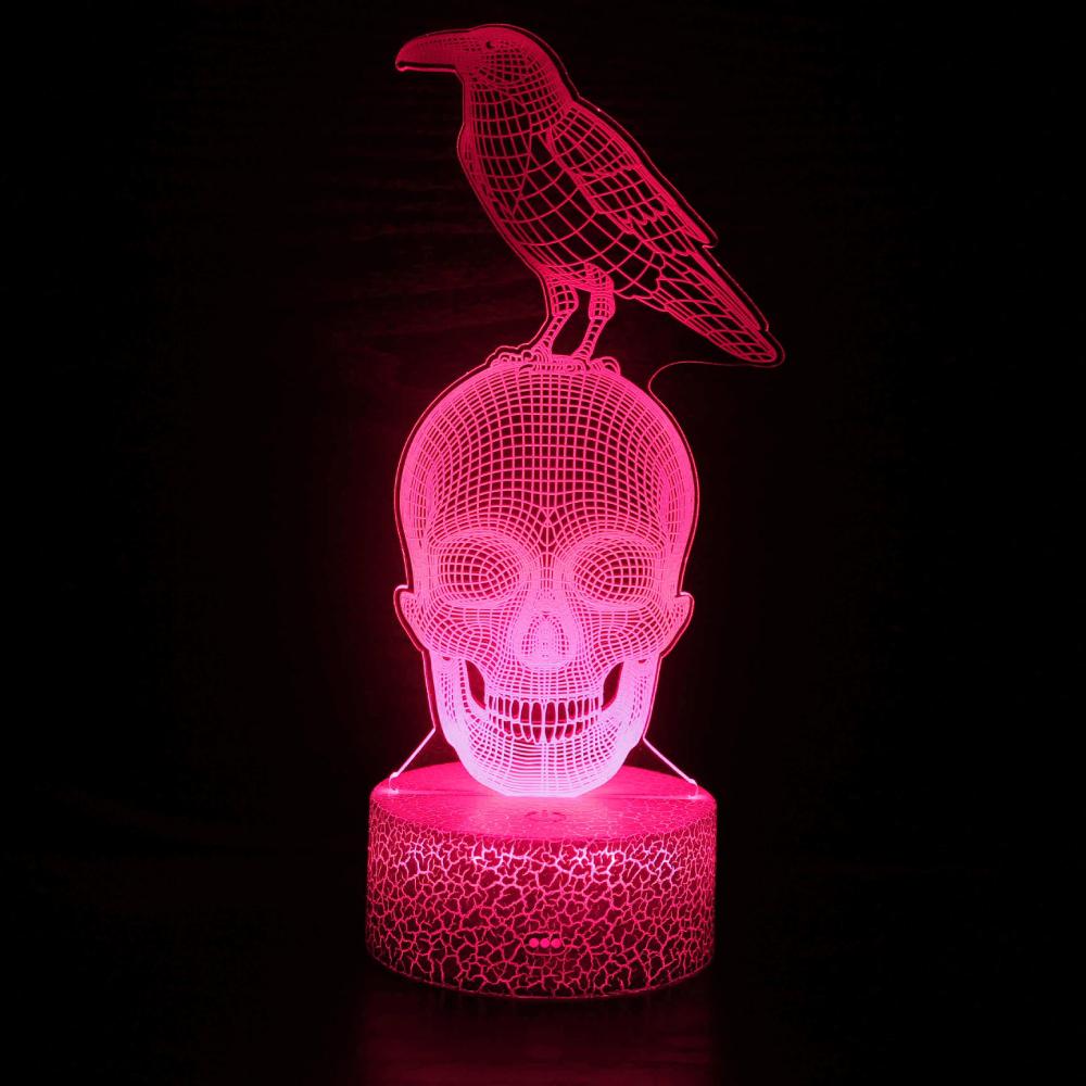 

Nighdn Acrylic Skull 3D Lamp Optical Illusion Night Light 7 Colors Gift for Holloween Ghost Festival Home Room Decor Nightlight With remote control