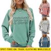 Womens Casual Loose Fit Cotton Blend Long Sleeve Crewneck Sweatshirt With Print Design
