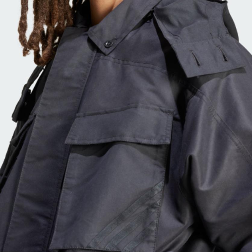 Adidas Originals Premium Jacket Multi-Pocket Sports Hooded Jacket Men Jacket Black IZ3182