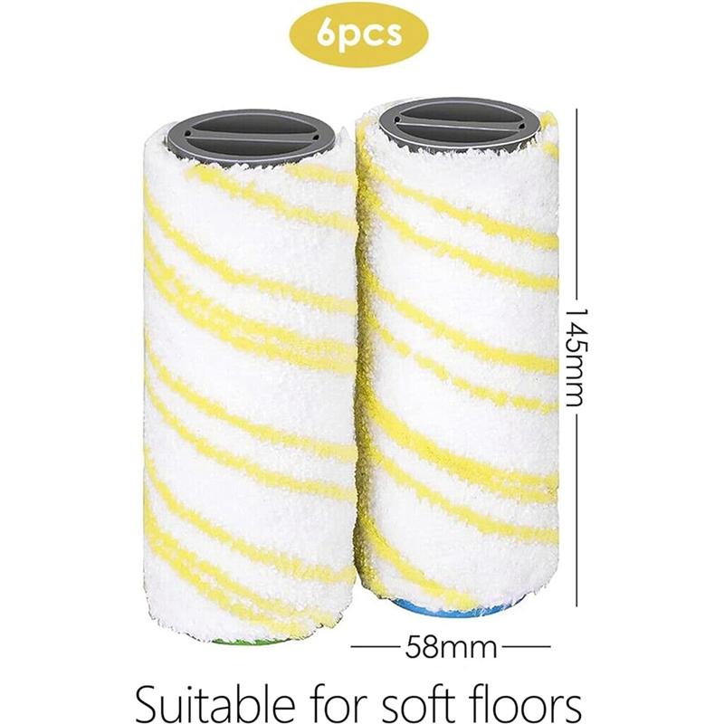 B69A Microfibre Roller Set For Karcher FC7 FC5 FC3 FC3D EWM2 Electric Hard Floor Cleaner 2.055-007.0/2.055-006.0 Easy Install Ye