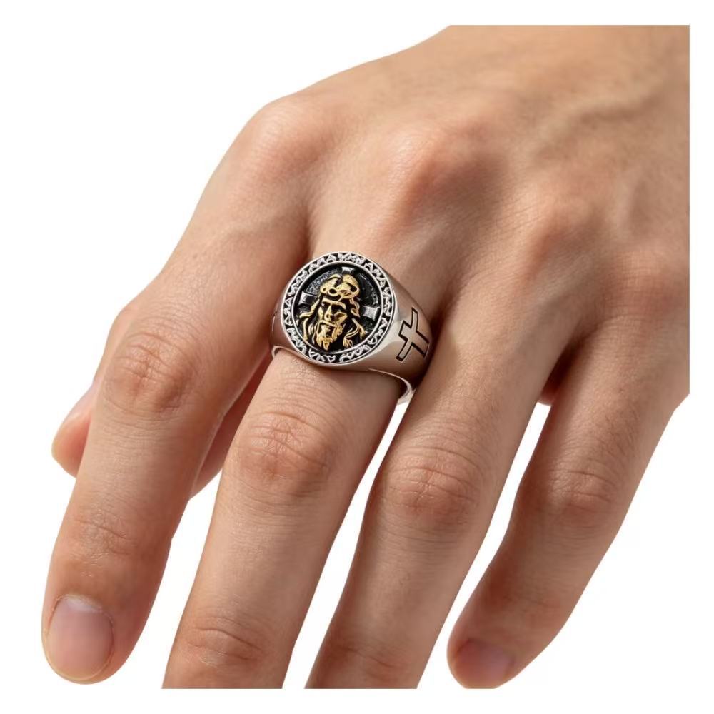 European and American Personalized Retro Cross Men, Ring Jewelry, Clothing, Accessories, Rings