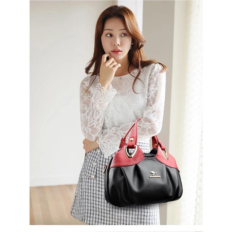 Wysokiej jakości minimalistyczna torba typu tote dla kobiet, modna torba na ramię, torba tote w kontrastowych kolorach, odpowiednia do codziennego użytku, na zakupy, do pracy.